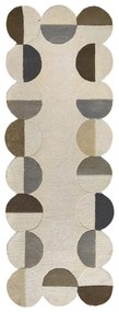 Sivobéžový ručne tkaný vlnený behúň 80x230 cm Mia Scallop Frame – Flair Rugs