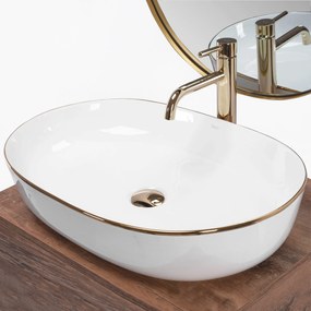 Rea Cleo, umývadlo na dosku 605x410x140mm, biela so zlatým okrajom, REA-U6211
