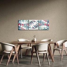 Obraz - Tropické listy (s hodinami) (90x30 cm)