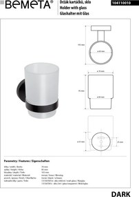 Bemeta Design DARK: Držiak kefiek, sklo - 104110010