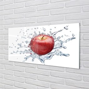 Obraz na skle Červené jablko vo vode 100x50 cm