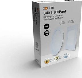 LED mini panel, podhľadový, 6W, 400lm, 4000K, tenký, štvorcový, biely