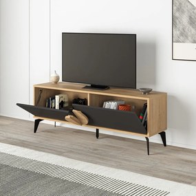 TV stolík v dekore duba v čierno-prírodnej farbe 140x51 cm Vae – Marckeric