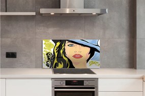 Nástenný panel  žena klobúk 120x60 cm