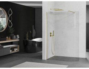 Mexen Kioto, sprchová zástena Walk-In 100 x 200 cm, 8mm číre sklo, zlatý matný profil, 800-100-101-55-06