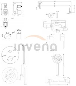 Invena Siros, podomietková sprchová sada s 2-výstupovým telesom, čierna matná, INV-BS-90-013-A