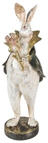 Dekorácia socha zajac s kvetinami - 10*10*29 cm