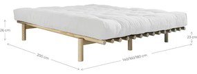 Dvojlôžková posteľ z borovicového dreva s matracom Karup Design Pace Double Latex Natural/Black, 140 × 200 cm