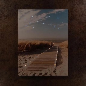 Nexos 74518 Nástenná maľba piesočná cesta na pláž, 30 LED, 30 x 40 cm