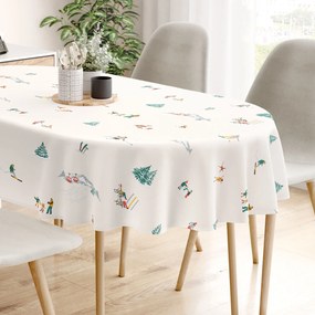 Goldea vianočný oválny obrus 100% bavlnené plátno - zimné radovánky 120 x 160 cm