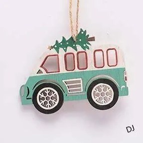 DECOLED Ozdoba, autobus, 12 x 9,5 cm, drevená