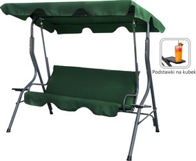 Garden Line ZÁHRADNÁ HOJDAČKA 170 x 110 x 153 CM TMAVO ZELENÁ BEZ OPIERKY NA NOHY. S DRŽIAKMI NA POHÁRE