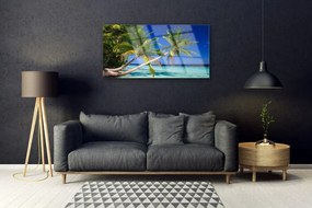 Obraz na skle Palma strom more krajina 140x70 cm