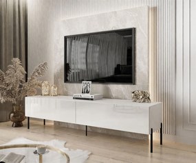 TV STOLÍK ELEGANTE 2 BIELY LESK + ČIERNE NOŽIČKY 175 cm