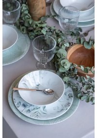 24-dielna jedálenská súprava biela/zelená/porcelán