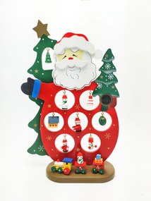 Drevená vianočná ozdoba, Santa Claus so závesnými postavičkami, 16x26cm