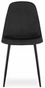 Čierna zamatová stolička COMO s čiernymi nohami
