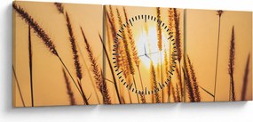 Obraz - Traviny na slnku (s hodinami) (90x30 cm)