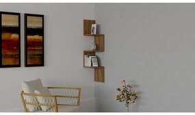 Rohová nástenná polica ZIKZAK 105,5x25 cm hnedá