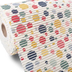 Kúpeľňová penová rohož / predložka PRO-048 Farebné bodky na krémovom - metráž šírka 65 cm