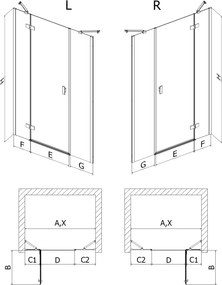 Mexen Mist-H, 1-krídlové sprchové dvere ľavé 150 cm, číre sklo, zlatý matný profil, 8A5-150-001-55-00-L