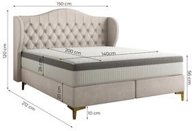 ČALÚNENÁ POSTEĽ MARIETTE 140 x 200 CHESTERFIELD