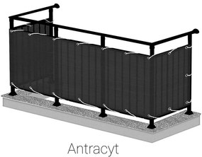 Balkónová zástena 90cm/500cm antracit