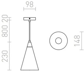 RED - Design Rendl - R12380 - Luster na lanku HEIDI 1xE27/28W/230V betón/drevo
