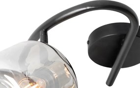 Stropné bodové svetlo čierne s dymovým sklom okrúhle 3-svetlo - Zuzanna