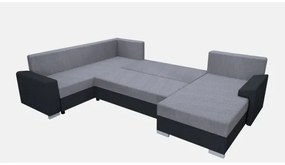 Čalúnená univerzálna rozkladacia sedacia súprava v tvare U OXFORD, čierna/šedá