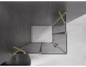 Mexen Velar Duo, sprchový kút s posuvnými dverami 100 x 90 cm, 8mm šedé sklo, zlatá matná, 871-100-090-42-55