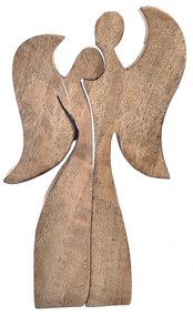 InDecor Dekorácia z mangového dreva  Anjeli v objatí, 12,5 x 2 x 22 cm
