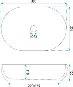 Rea Evora, oválne umývadlo na dosku, 375x255x120mm, béžová-imitácia kameňa, REA-U3225