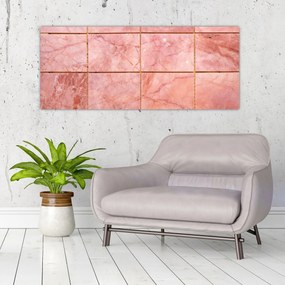 Obraz - Ružové, mramorované dlaždice (120x50 cm)