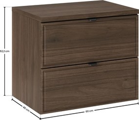 Závesná skrinka pod umývadlo Villa s doskou 60 cm orech II
