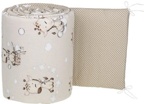 Ochranný mantinel do postieľky 180x30 cm BABYMAM PREMIUM - Žirafa/biele bodky na béžovej
