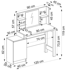Toaletný stolík Jenna (orech + antracit). Vlastná spoľahlivá doprava až k Vám domov. 1107861