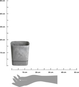 PLASTOVÝ KVETINÁČ CUBI 19X21 CM IMITÁCIA BETÓNU SIVÁ