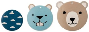 Súprava 3 nástenných dekorácií Bloomingville Mini Teddy Bear