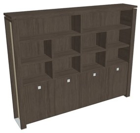 Vysoká skriňa Verno+ S 260 x 46 x 210 cm, s regálom, dub antracit / vanilka