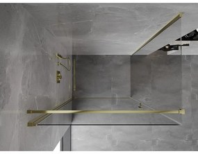 Mexen Mist-B, 1-krídlový výklopný sprchový kút 90 x 110 cm, číre sklo, zlatý lesklý profil, 8A2T-090-110-50-00
