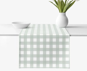 Goldea behúň na stôl 100% bavlnené plátno - šalviovo zelené kocky 35x140 cm