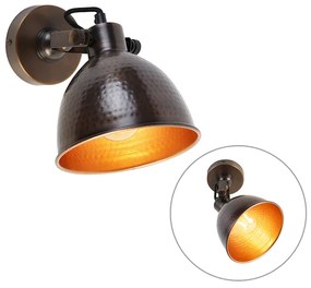 Priemyselná nástenná lampa bronzová s nastaviteľnou meďou - Liko
