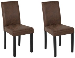 Sada 2 jedálenských stoličiek z umelej kože hnedá BROADWAY Beliani