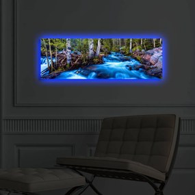 Obraz s LED osvetlením KRAJINA S POTOKOM 38 30 x 90 cm