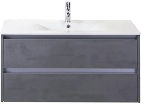 Kúpeľňový nábytkový set Dante 100 cm s keramickým umývadlom betón antracitovo sivá