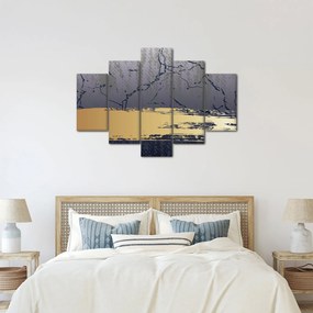 Obraz - Modrá a zlatá abstrakcia N⁰1 (150x105 cm)