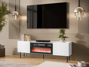 TV Stolík/skrinka s krbom Gretzo 180 2D, Farby: biela