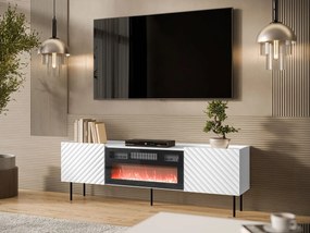 TV Stolík/skrinka s krbom Gretzo 180 2D, Farby: biela