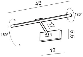 LED nástenné svietidlo Davinci 48 chróm